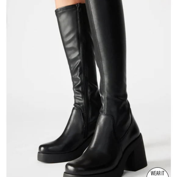 Steve Madden Phoenix Platform Faux Leather Knee High Boots - Picture 2 of 12